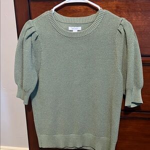 Green Knit Short Sleeve Sweater